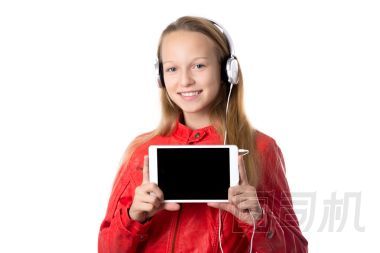 女孩控股平板電腦白屏圖片