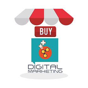 数字营销设计。电子商务图标。孤立的插图