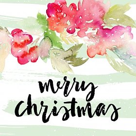 圣诞贺卡。手工水彩插图