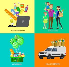 商店、 超市矢量平面插图图片