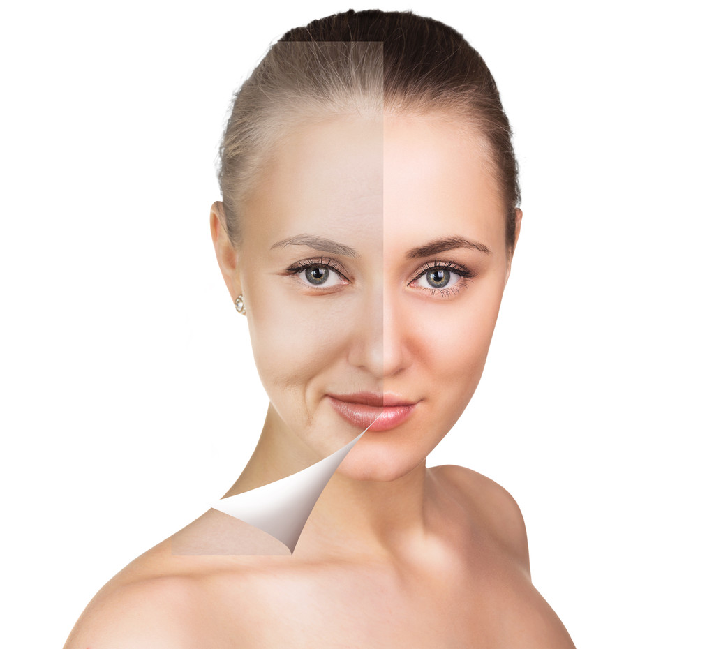 古老而又年轻的女人上白色, 孤立 古老而又年轻的女人上白色, 孤立