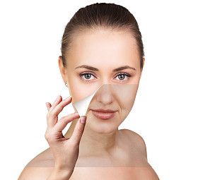 古老而又年轻的女人上白色, 孤立