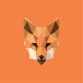 橙色狐狸头质量边缘多边形设计风格 f 现代徽标趋势初步提交