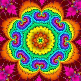 多彩的抽象背景与花卉圆装饰。你 ca