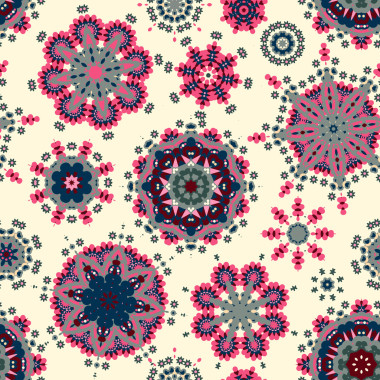 柔和的颜色与程式化花民族格