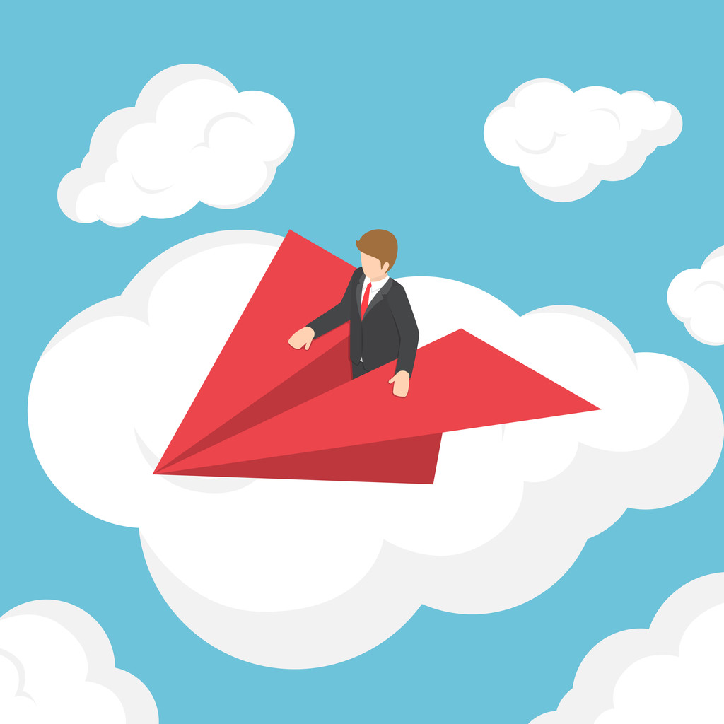 等距商人在云端的纸飞机图片 等距商人在云端的纸飞机图片