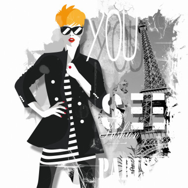 素描风格的时尚女孩.图片