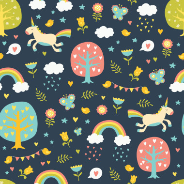 可愛的矢量無縫模式與可愛的獨(dú)角獸