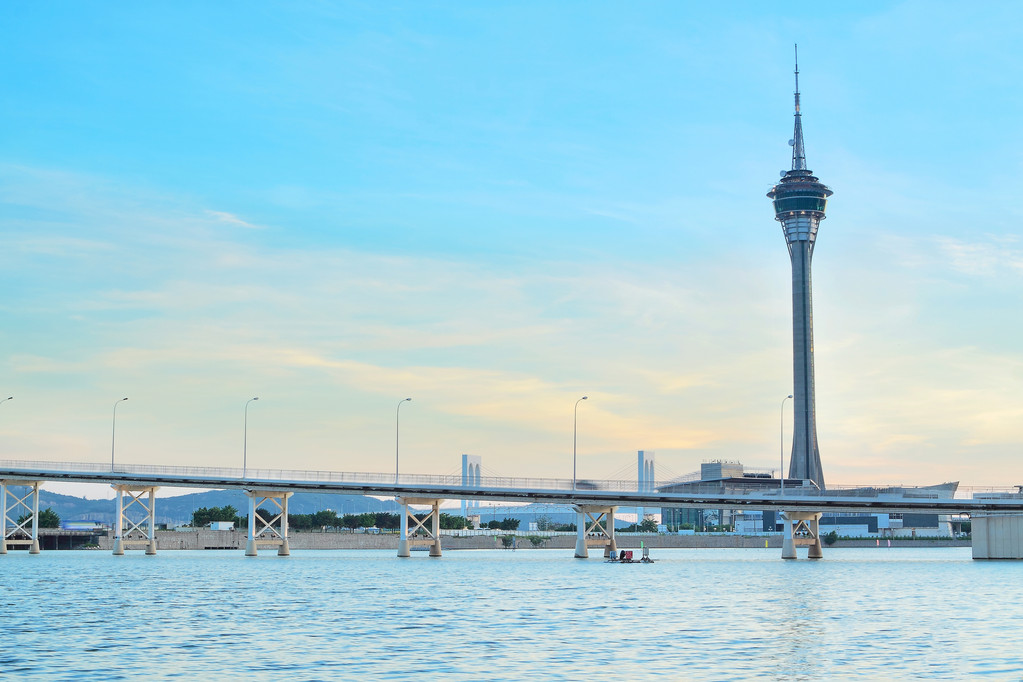 澳门城市景观桥梁和摩天大楼澳门,亚洲的 澳门城市景观桥梁和摩天大楼澳门,亚洲的