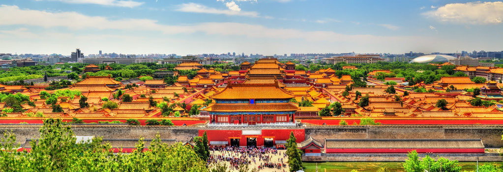 从景山公园在北京紫禁城的鸟瞰图