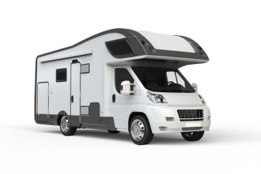 白色的露營車-演播室燈光射照片