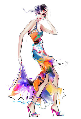 时髦的衣服的女人照片