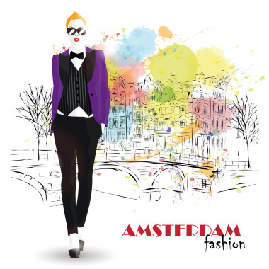 素描风格的时尚女孩.图片