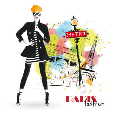 素描風(fēng)格的時(shí)尚女孩.圖片