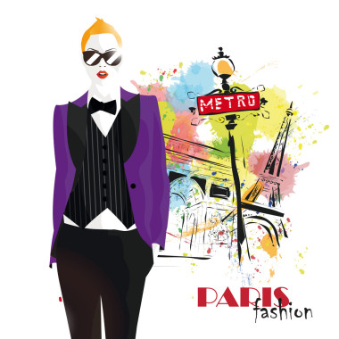 素描風(fēng)格的時尚女孩