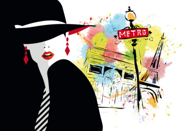 素描風(fēng)格的時(shí)尚女孩.圖片