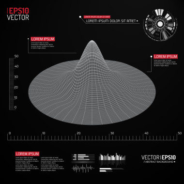 抽象矢量风景背景。网络空间网格。几何背景与 sci fi 未来派的用户界面