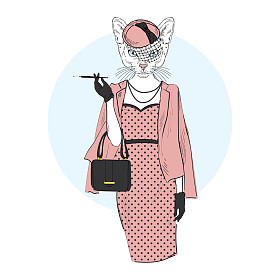 时尚别致猫的女人图片