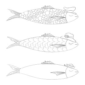 传统的葡萄牙沙丁鱼图标图片