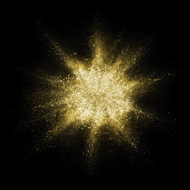 金色亮片粉末爆炸。色泽金黄尘土飞溅