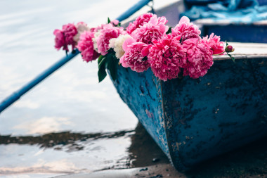 僅藍色的小船在河上