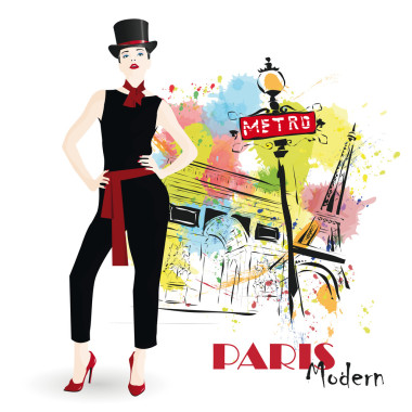 素描風(fēng)格的時尚女孩