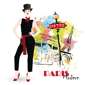 素描风格的时尚女孩