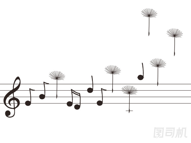 音樂筆記與蒲公英的插圖圖片