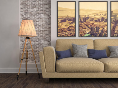 內(nèi)政部與沙發(fā)。3d 圖