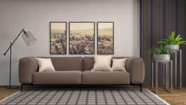 內(nèi)政部與沙發(fā)。3d 圖