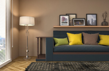 內(nèi)政部與沙發(fā)。3d 圖