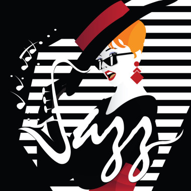 爵士音樂(lè)節(jié)。復(fù)古與時(shí)尚的女生一張海報(bào)