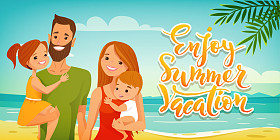 享受夏天度假家庭卡