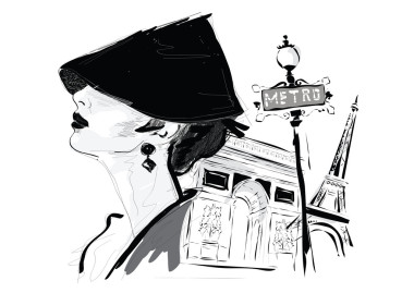 素描风格的时尚女孩.照片