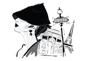 素描风格的时尚女孩.照片