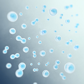 蓝色单元格上灰色的科学背景、 生活和生物学概念。3d 图