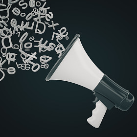 带有抽象字母的扬声器