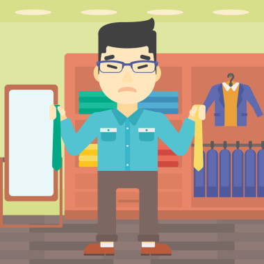 客户选择领带矢量插图.照片