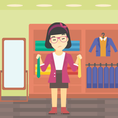 客戶(hù)選擇領(lǐng)帶矢量插圖.圖片