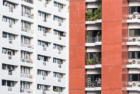 美丽窗口外部的建筑