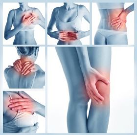 有几个部分的身体疼痛的拼贴女孩