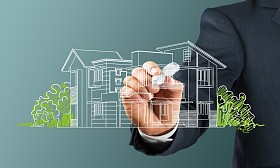 绘制一个房子的商人