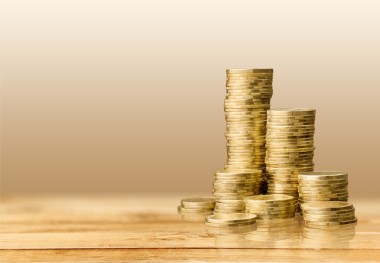 金黃的硬幣堆棧