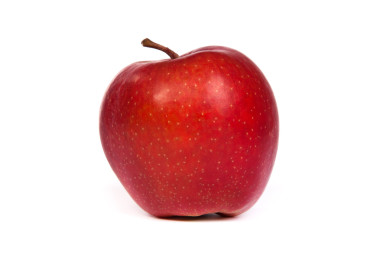 一個(gè)閃亮的紅蘋果，孤立在白色