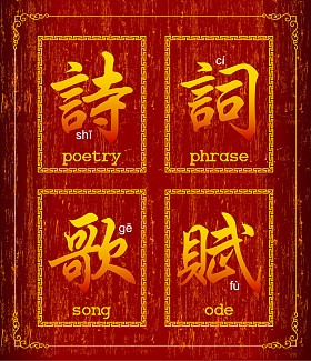 关于诗歌的矢量汉字符号照片