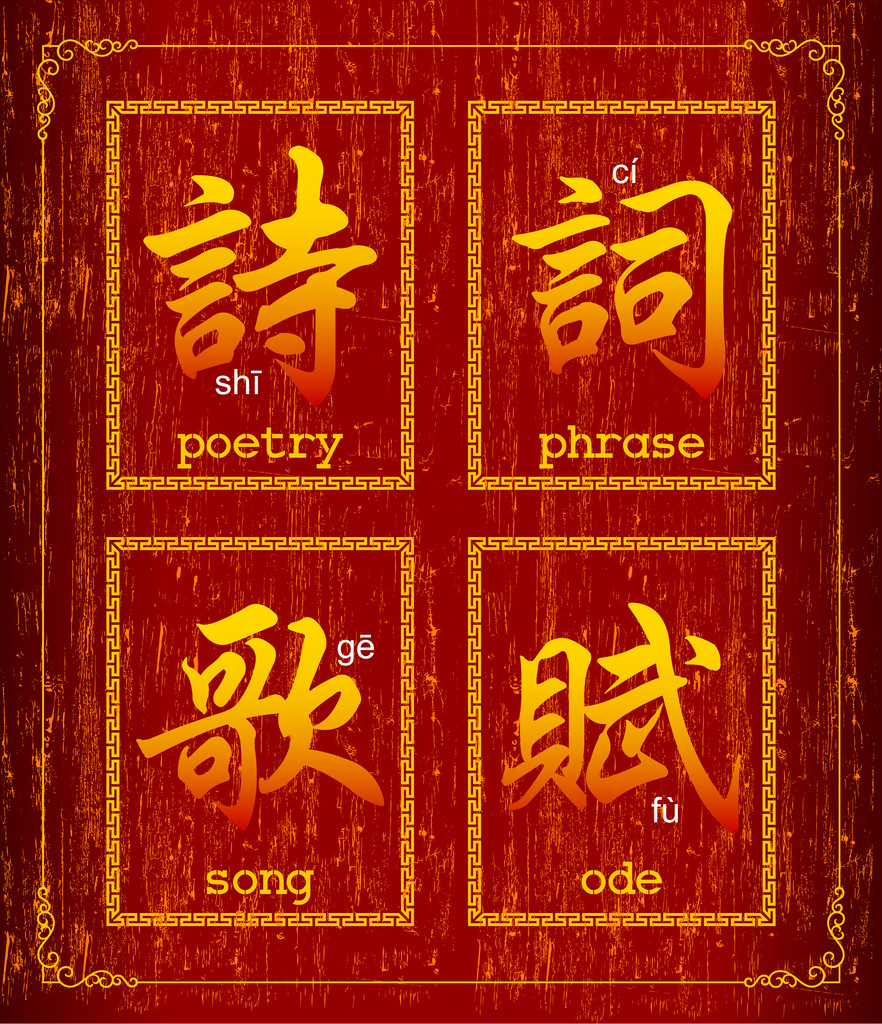 关于诗歌的矢量汉字符号照片