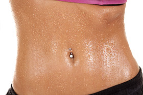 汗女人的胃图片