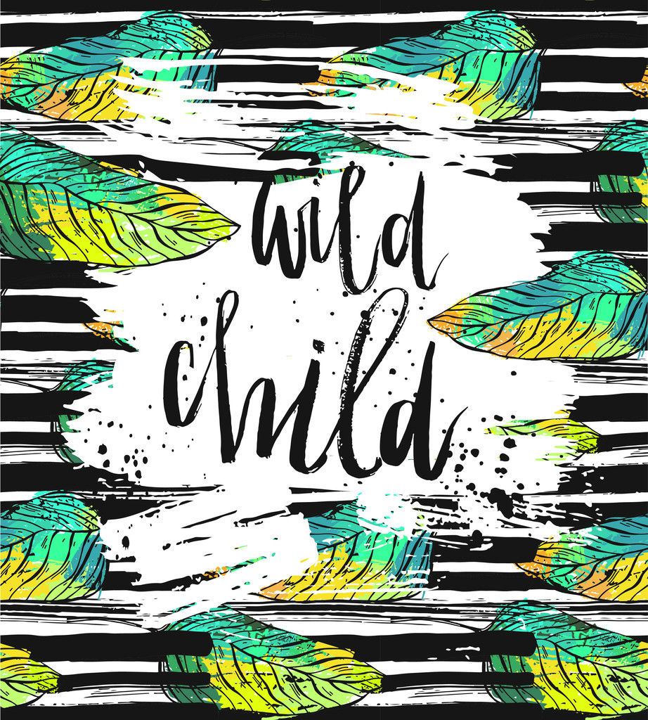 手绘矢量卡模板与墨水刻字阶段野生儿童 手绘矢量卡模板与墨水刻字阶段野生儿童