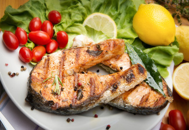 烤三文魚配蔬菜