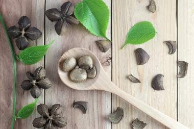 豆科植物的夏 inchi 或印加花生放木背景